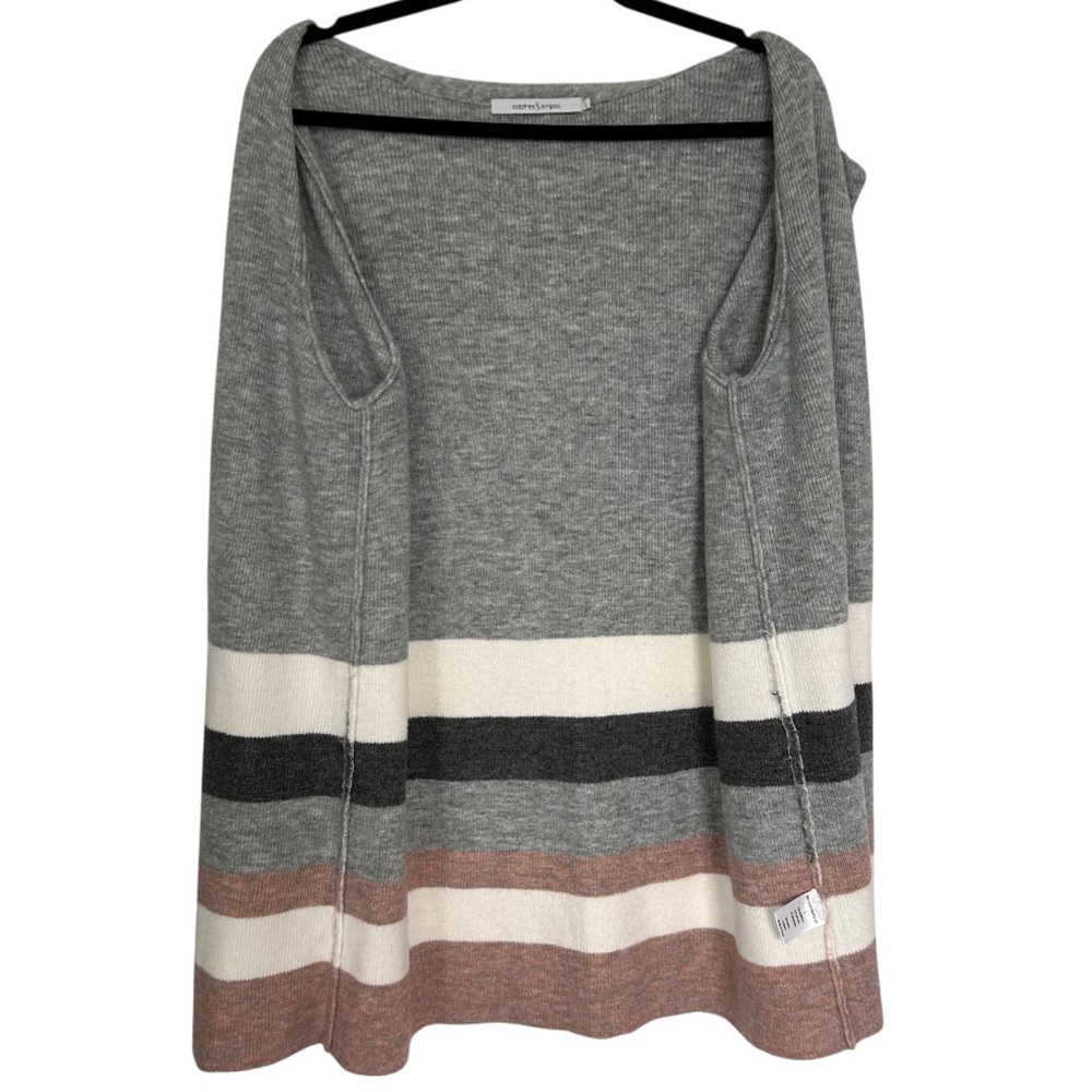 STITCHES & STRIPES Elaine Cardigan Sweater Grey Cream Pink Color Block Long L - Picture 5 of 11
